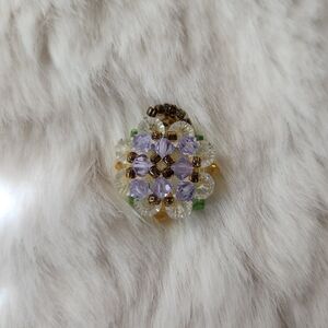 Handmade purple yellow green and white bead pendant